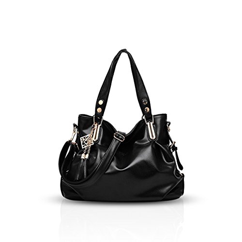 NICOLE&DORIS neue Tasche Damen klassische beiläufige Art und Weise weiche Tasche tragbaren Umhängetasche Frauen Messenger(Black) von NICOLE & DORIS