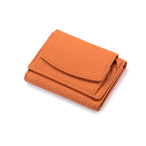 NICOLE & DORIS Portemonnaie Damen aus Leder Damen Geldbeutel mit RFID Blockierung Kleine Brieftasche Geldbörse Für Frauen, mit Mehreren Fächern Orange von NICOLE & DORIS