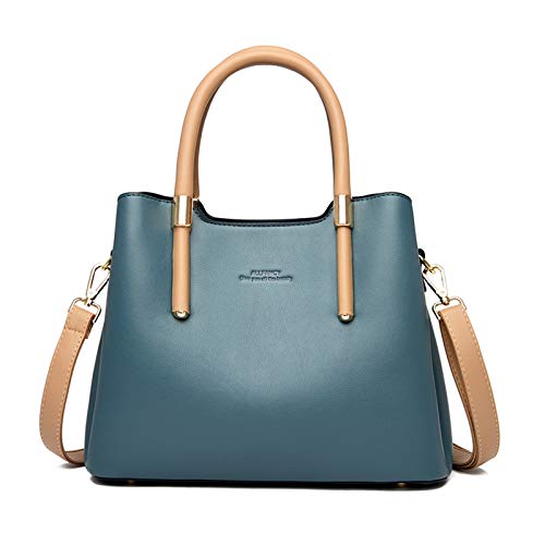 NICOLE & DORIS Reißverschluss Handtasche Damen Schultertasche Shopper PU Leder Umhängetasche Elegant Henkeltasche Designer Taschen Blau von NICOLE & DORIS