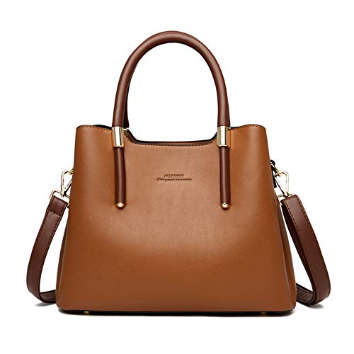 NICOLE & DORIS Reißverschluss Handtasche Damen Schultertasche Shopper PU Leder Umhängetasche Elegant Henkeltasche Designer Taschen Braun von NICOLE & DORIS