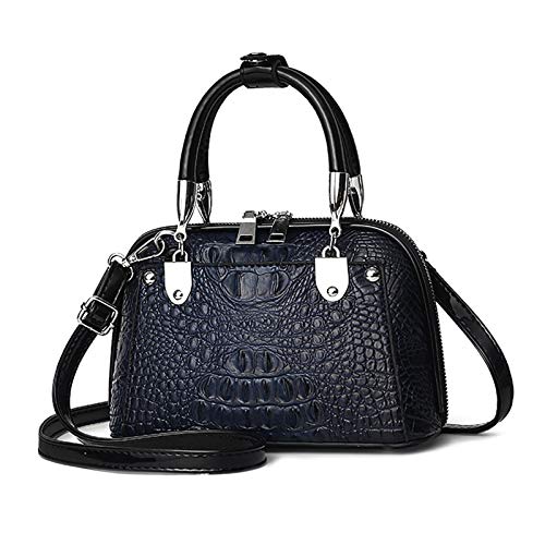 NICOLE & DORIS Retro Handtasche für Frauen Schultertaschen Klassische Krokodil Umhängetasche PU Leder Henkeltasche Shopper Tasche Navy blau von NICOLE & DORIS