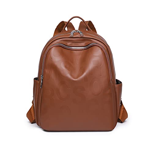 NICOLE & DORIS Rucksack Damen Elegant Groß Rucksäcke PU Leder Wasserdichter Schulrucksack Casual Daypack Modern Cityrucksack Frauen Einfach Rucksack Braun von NICOLE & DORIS