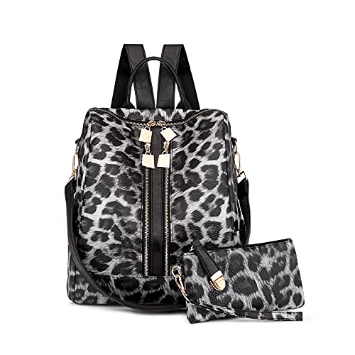 NICOLE & DORIS Rucksack Damen Groß Modischer Leopard Daypack mit Anti Diebstahl College Wasserdichter Rucksack mit Abnehmbarem Schultergurt Gray NICOLE & DORIS Rucksack Damen Groß Modischer Leopard Daypack mit Anti Diebstahl College Wasserdichter Rucksack mit Abnehmbarem Schultergurt Gray von NICOLE & DORIS