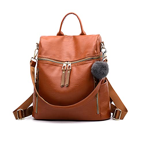NICOLE & DORIS Rucksack Damen Groß Rucksackhandtaschen Daypacks Designer Rucksack PU Leder Wasserdicht Anti Diebstahl Schulrucksack für Lässig Schule Travel Braun von NICOLE & DORIS