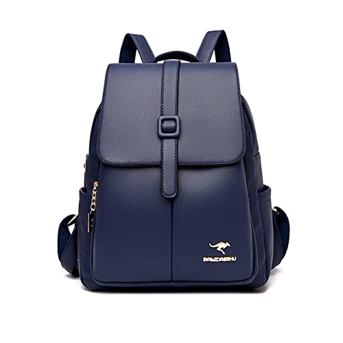 NICOLE & DORIS Rucksack Damen Klein Handtasche Rucksack Anti Diebstahl Wasserdichter Rucksäcke PU Leder Schulrucksack Cityrucksack Daypack für Reisen Freizeit Arbeit Blau von NICOLE & DORIS