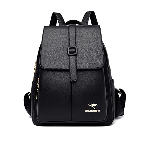 NICOLE & DORIS Rucksack Damen Klein Handtasche Rucksack Anti Diebstahl Wasserdichter Rucksäcke PU Leder Schulrucksack Cityrucksack Daypack für Reisen Freizeit Arbeit Schwarz von NICOLE & DORIS