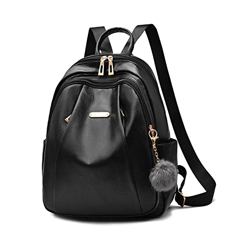 NICOLE & DORIS Rucksack Frauen Modern Rucksack Damen Groß Anti Diebstahl Rucksäcke PU Leder Wasserdichter Schulrucksack Cityrucksack Daypack für Reisen Freizeit Arbeit Schwarz von NICOLE & DORIS