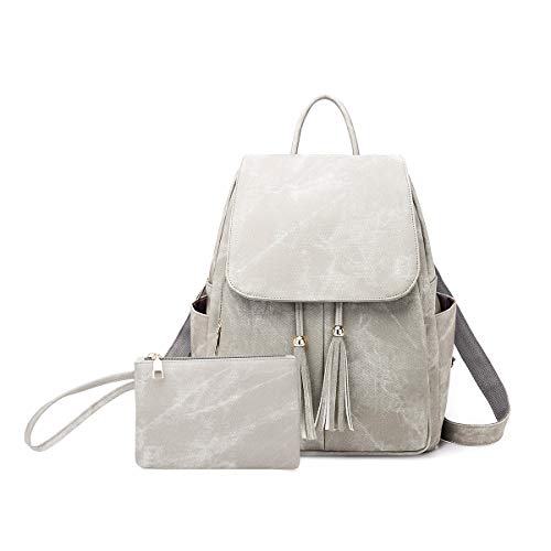 NICOLE & DORIS Rucksack für Damen Anti Diebstahl Rucksack Handtasche 2er Set Leichtgewicht Schulrucksack Daypack Cityrucksack Grau von NICOLE & DORIS