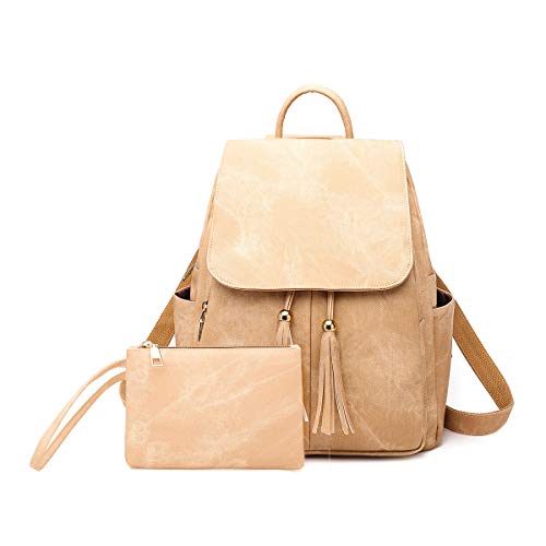 NICOLE & DORIS Rucksack für Damen Anti Diebstahl Rucksack Handtasche 2er Set Leichtgewicht Schulrucksack Daypack Cityrucksack Khaki von NICOLE & DORIS