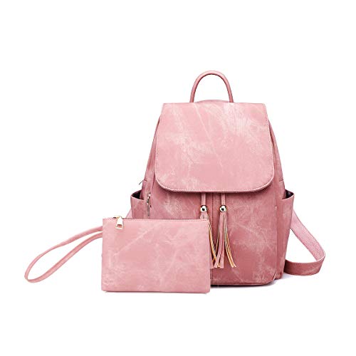 NICOLE & DORIS Rucksack für Damen Anti Diebstahl Rucksack Handtasche 2er Set Leichtgewicht Schulrucksack Daypack Cityrucksack Rosa von NICOLE & DORIS