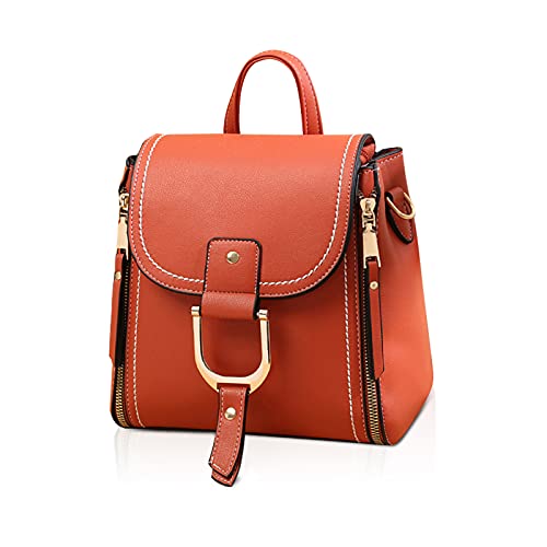 NICOLE & DORIS Rucksackhandtaschen Damen Rucksack Klein PU Leder Daypack Damen Mini Rucksack Mode Wasserdicht Frauen Reise Rucksack Handtasche Tagesrucksack für Mädchen Cityrucksack Orange von NICOLE & DORIS