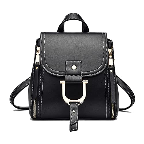 NICOLE & DORIS Rucksackhandtaschen Damen Rucksack Klein PU Leder Daypack Damen Mini Rucksack Mode Wasserdicht Frauen Reise Rucksack Handtasche Tagesrucksack für Mädchen Cityrucksack Schwarz von NICOLE & DORIS