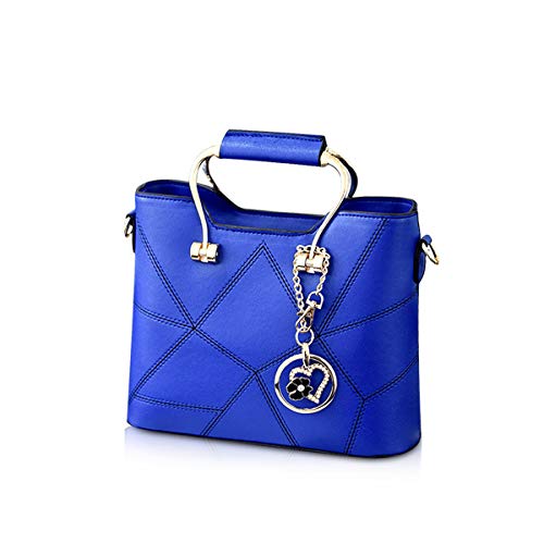 NICOLE & DORIS Schultertasche Damen Mode PU Leder Schick Shopper Handtasche Umhängetasche Tote Handtaschen mit Quasten Blau von NICOLE & DORIS