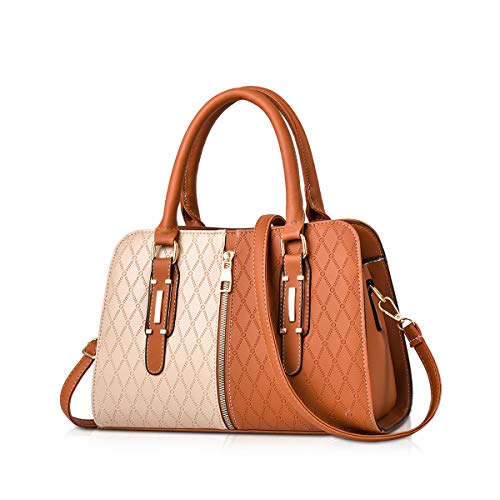 NICOLE & DORIS Schultertasche Damen Mode PU Leder Schick Shopper Handtasche Umhängetasche Tote Handtaschen mit Quasten Orange von NICOLE & DORIS