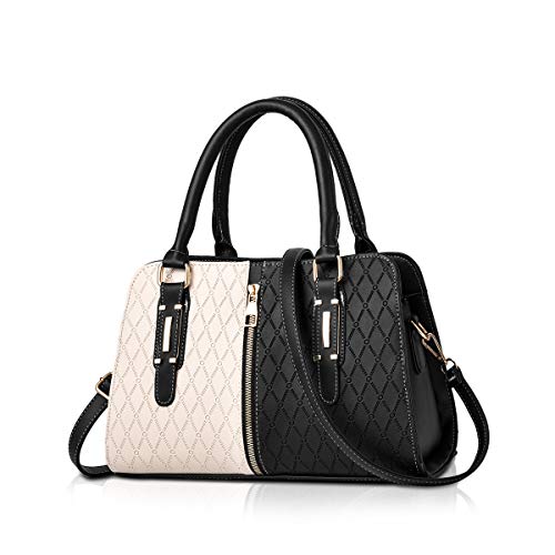 NICOLE & DORIS Schultertasche Damen Mode PU Leder Schick Shopper Handtasche Umhängetasche Tote Handtaschen mit Quasten Schwarz von NICOLE & DORIS