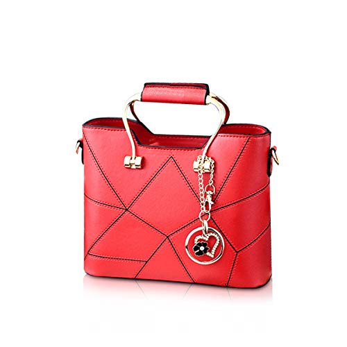 NICOLE & DORIS Schultertasche Damen Mode PU Leder Schick Shopper Handtasche Umhängetasche Tote Handtaschen mit Quasten rot von NICOLE & DORIS
