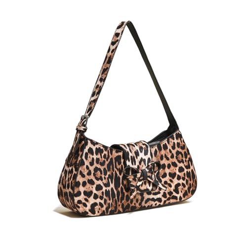 NICOLE & DORIS Schultertaschen für Damen Kleine Handtasche Retro Umhängetaschen PU Leder Unterarmtasche Schicke Henkeltasche Clutch Abendtasche Handytasche Leopard von NICOLE & DORIS