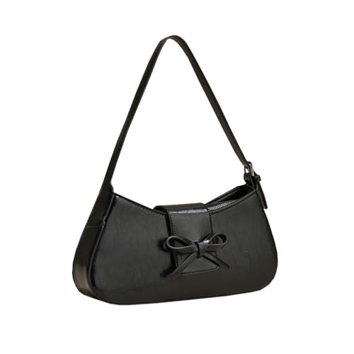 NICOLE & DORIS Schultertaschen für Damen Kleine Handtasche Retro Umhängetaschen PU Leder Unterarmtasche Schicke Henkeltasche Clutch Abendtasche Handytasche Schwarz von NICOLE & DORIS