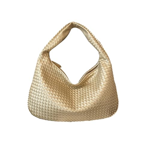 NICOLE & DORIS Shopper Handtasche Damen Groß Schultertasche Weiche PU Leder Tote Tasche mit Reißverschluss Umhängetasche Tragetasche für Alltag, Schule,Reise Gold von NICOLE & DORIS