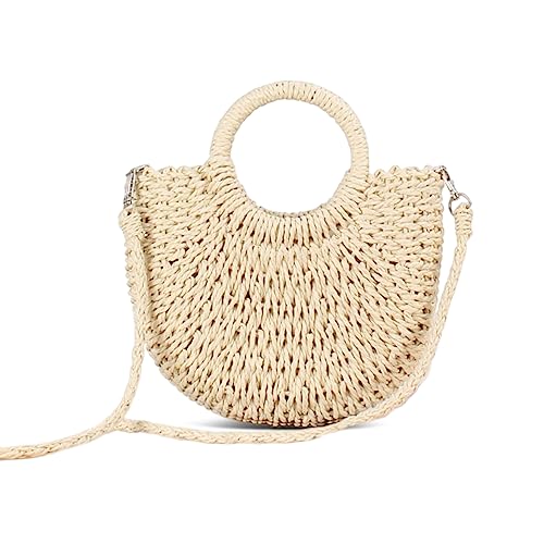 NICOLE & DORIS Strandtasche Damen Stroh Handtasche Runde Umhängetasche Sommer Strandtasche Handgewebte Tasche Top Griff Stroh Handtasche Geldbörse Beige NICOLE & DORIS Strandtasche Damen Stroh Handtasche Runde Umhängetasche Sommer Strandtasche Handgewebte Tasche Top Griff Stroh Handtasche Geldbörse Beige von NICOLE & DORIS