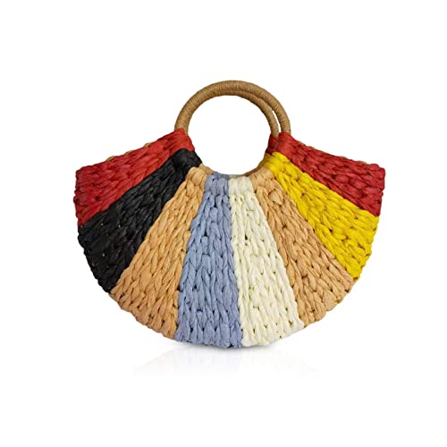 NICOLE & DORIS Stroh Handtasche Damen Mode Strandtasche Shopper Damen Groß Handgewebte Tasche Mehrfarbig Handtasche Sommer Strandtasche Buntes NICOLE & DORIS Stroh Handtasche Damen Mode Strandtasche Shopper Damen Groß Handgewebte Tasche Mehrfarbig Handtasche Sommer Strandtasche Buntes von NICOLE & DORIS