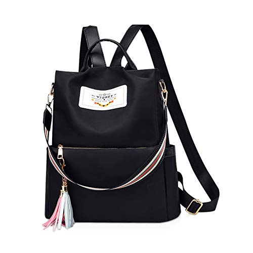 NICOLE & DORIS Süßer Rucksack Damen Tagesrucksäcke Frauen Schultaschen Mode College Handtasche Anti Diebstahl Daypack Schule Taschen mit Quasten Schwarz von NICOLE & DORIS