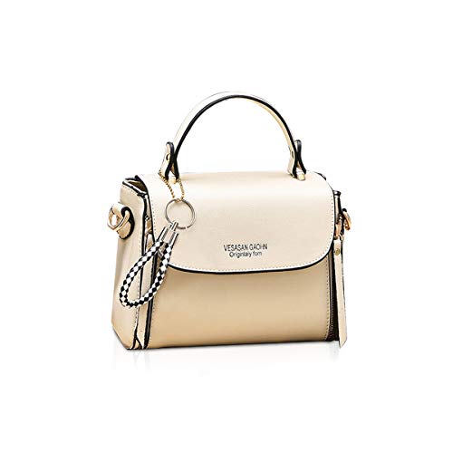 NICOLE & DORIS Tasche Damen Klein Crossbody Tasche PU Leder Tasche Umhängetasche Trendy Handtasche mit abnehmbaren Schulterriemen Beige von NICOLE & DORIS