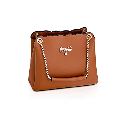 NICOLE & DORIS Tasche Frauen Klein Umhängetasche Damen Handtaschen Elegante Crossbody Bag Damen Handytasche PU Leder Schultertasche mit Kette Braun von NICOLE & DORIS