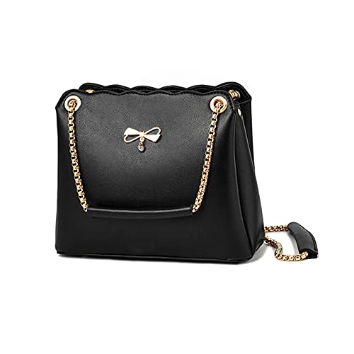 NICOLE & DORIS Tasche Frauen Klein Umhängetasche Damen Handtaschen Elegante Crossbody Bag Damen Handytasche PU Leder Schultertasche mit Kette Schwarz von NICOLE & DORIS