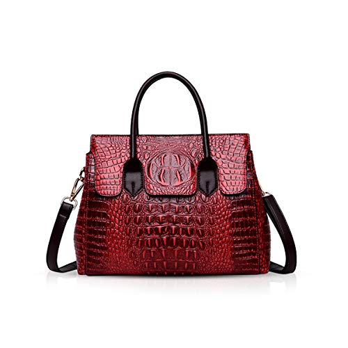 NICOLE & DORIS Taschen Handtaschen designer taschen Krokodil Top umhängetasche luxuriöse ledertasche damen PU Leder Weinrot von NICOLE & DORIS