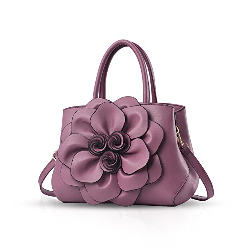 NICOLE & DORIS Handtaschen Damen Klein Elegante Damen Schultertaschen PU Leder Designer Umhängetasche Blumenhandtasche von NICOLE & DORIS
