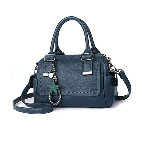 NICOLE & DORIS Umhängetasche Damen Handtaschen Klein Tasche Multi Pocket Frauen Schultertasche Retro Leder Henkeltasche Crossbody Bag Handytaschen Geldbörse mit Anhänger Dunkelblau von NICOLE & DORIS