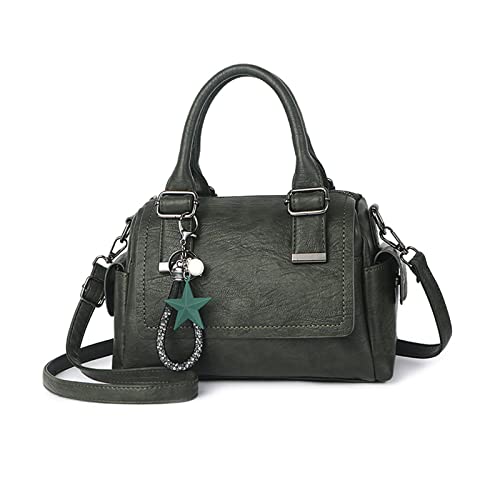 NICOLE & DORIS Umhängetasche Damen Handtaschen Klein Tasche Multi Pocket Frauen Schultertasche Retro Leder Henkeltasche Crossbody Bag Handytaschen Geldbörse mit Anhänger Grün von NICOLE & DORIS