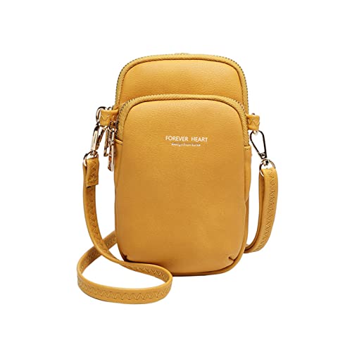 NICOLE & DORIS Umhängetasche Damen Klein Kleine Schultertasche Handytasche zum Umhängen Damen mit mehreren Taschen Handy Schultertasche ür Handy unter 6.5 Zoll Gelb Gelb von NICOLE & DORIS