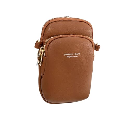 NICOLE & DORIS Umhängetasche Damen Klein Kleine Schultertasche Handytasche zum Umhängen Damen mit mehreren Taschen Handy Schultertasche ür Handy unter 6.5 Zoll Braun von NICOLE & DORIS