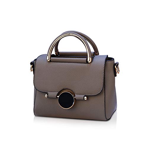 NICOLE & DORIS Umhängetasche Frauen PU Leder Schultertasche Vintage kleine Handtasche zum Ausgehen Klassische Abendtasche Partytasche Freizeittasche Dunkelgrau von NICOLE & DORIS