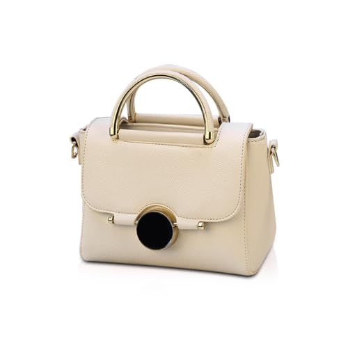 NICOLE & DORIS Umhängetasche Frauen PU Leder Schultertasche Vintage kleine Handtasche zum Ausgehen Klassische Abendtasche Partytasche Freizeittasche Weiß von NICOLE & DORIS