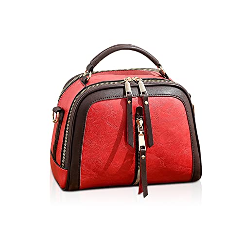 NICOLE & DORIS Umhängetasche Klein Damen Handtasche Damen Schultertasche PU Leder Tasche Handytaschen Crossbody Bag mit Mehreren Taschen Messenger Bag Brieftasche Burgunderrot von NICOLE & DORIS