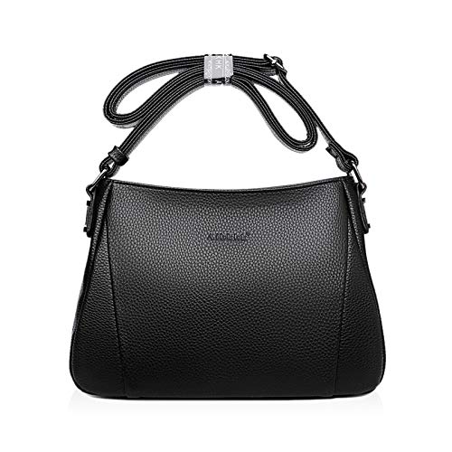 NICOLE & DORIS Umhängetasche aus PU-Leder Schultertasche Damen Handtasche Schultertasche Mode Mittel Henkeltasche mit Mehreren Taschen Shopper Schwarz von NICOLE & DORIS