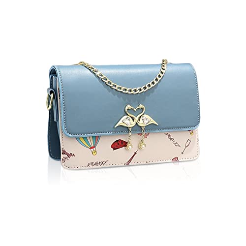 NICOLE & DORIS Umhängetasche für Damen,Designer Mode Kleine Handtasche,PU Leder Crossbody Schultertasche mit Verstellbar Abnehmbar Schultergurt Blau von NICOLE & DORIS
