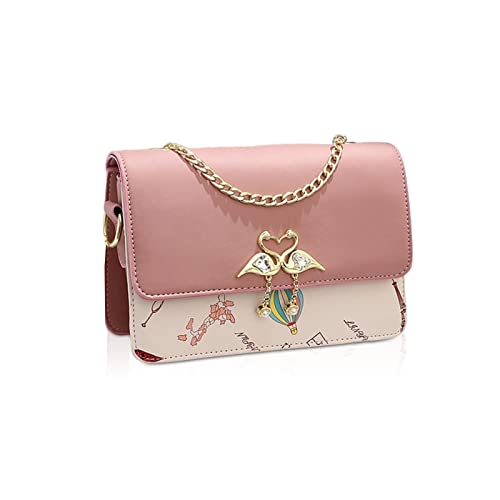 NICOLE & DORIS Umhängetasche für Damen,Designer Mode Kleine Handtasche,PU Leder Crossbody Schultertasche mit Verstellbar Abnehmbar Schultergurt Rosa von NICOLE & DORIS