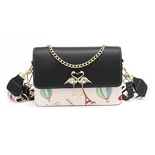 NICOLE & DORIS Umhängetasche für Damen,Designer Mode Kleine Handtasche,PU Leder Crossbody Schultertasche mit Verstellbar Abnehmbar Schultergurt Schwarz von NICOLE & DORIS