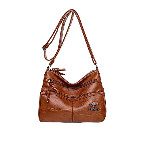 NICOLE & DORIS Umhängetasche für Damen mittelgroß Handtasche damen und Wasserdichte SchulterHandtaschen mit mehreren Taschen PU-Leder mit breitem Schulterriemen Braun von NICOLE & DORIS