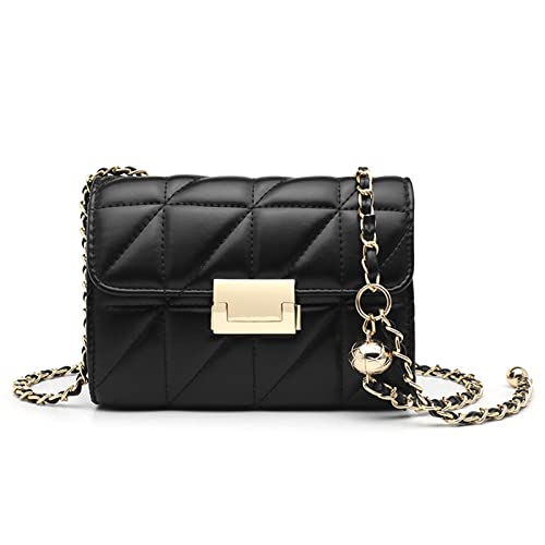 NICOLE & DORIS Umhängetaschen Damen mit Kette Mode Handtasche Kleine Schultertaschen PU Leder Crossbody Bag Abendtasche Satchel Tasche Schwarz von NICOLE & DORIS