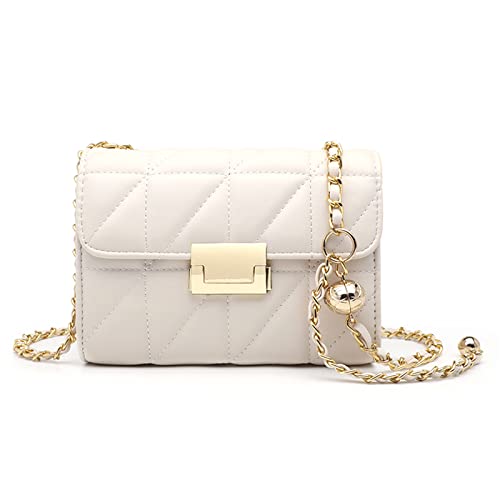 NICOLE & DORIS Umhängetaschen Damen mit Kette Mode Handtasche Kleine Schultertaschen PU Leder Crossbody Bag Abendtasche Satchel Tasche Weiß von NICOLE & DORIS