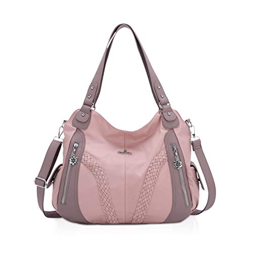 NICOLE & DORIS Weiche Kunstledertasche Lässige Hobo Tasche Damen Handtasche mit großer Kapazität Designer Umhängetasche Frauen Shopper Henkeltaschen Rosa von NICOLE & DORIS