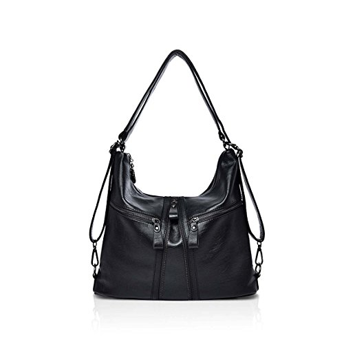 Nicole & Doris Big Sale Damen PU-Leder Vintage Schultertasche Damen Handtaschen Tote Mode Handtasche Cross Body Bags Schwarz von NICOLE & DORIS