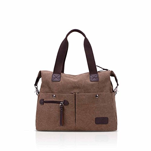 NICOLE & DORIS Canvas Handtasche Schultertasche Vintage Henkeltasche Casual Tote Bag Große Kapazität Umhängetasche aus Segeltuch Shopper Tasche Braun von NICOLE & DORIS