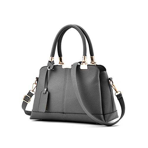 NICOLE & DORIS Damen Handtaschen Elegante Damen Tasche Designe Frauen Umhängetasche PU Weiche Ledertasche Tote Bag Mit Anhänger Grau von NICOLE & DORIS