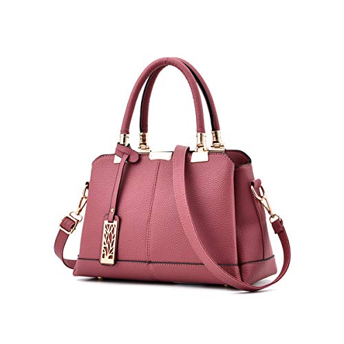 NICOLE & DORIS Damen Handtaschen Elegante Damen Tasche Designe Frauen Umhängetasche PU Weiche Ledertasche Tote Bag Mit Anhänger Rosa von NICOLE & DORIS